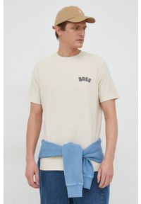 BOSS t-shirt bawełniany BOSS ORANGE kolor beżowy z nadrukiem. Kolor: beżowy. Materiał: bawełna. Wzór: nadruk #3