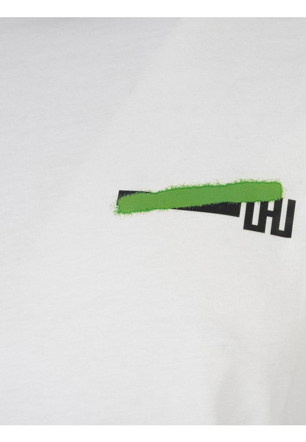 Les Hommes T-shirt "Urban Zone" | UHT204700P | Urban Zone | Mężczyzna | Biały, Zielony. Okazja: na co dzień. Kolor: biały, wielokolorowy, zielony. Materiał: bawełna. Wzór: nadruk. Styl: casual