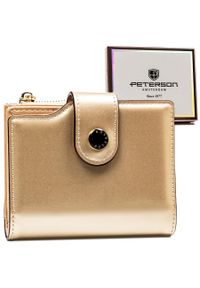 Portfel damski Peterson PTN 012-LAK złoty. Kolor: złoty. Materiał: skóra ekologiczna