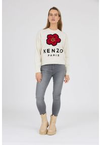 Kenzo - KENZO Kremowy sweter damski boke flower. Kolor: kremowy
