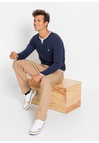 bonprix - Bluzka z długim rękawem 2 w 1 (2 szt.). Kolor: niebieski. Długość rękawa: długi rękaw. Długość: długie. Wzór: haft #3