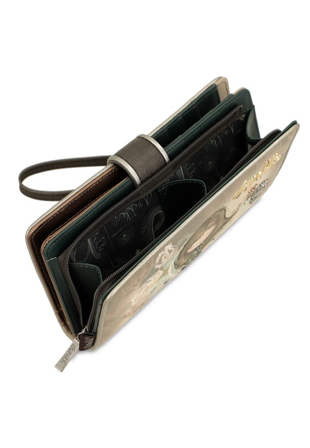 Brązowy Elegancki Damski Portfel Anekke Real. Kolor: brązowy. Materiał: materiał