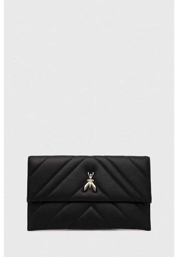 Patrizia Pepe kopertówka skórzana kolor czarny. Kolor: czarny. Materiał: skórzane. Rodzaj torebki: na ramię