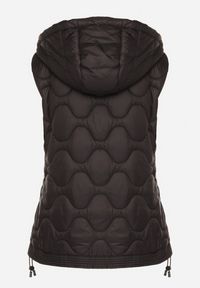 Born2be - Czarna Kamizelka z Odpinanym Kapturem Ozdobiona Pikowaniem Cirisse. Okazja: na co dzień, na spacer. Kolor: czarny. Materiał: jeans. Wzór: aplikacja. Styl: klasyczny, casual, elegancki #2