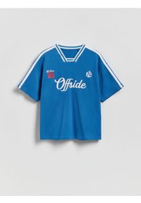 Reserved - Bawełniany t-shirt - niebieski. Kolor: niebieski. Materiał: bawełna #1