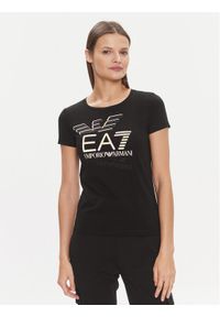 EA7 Emporio Armani T-Shirt 3DTT30 TJFKZ 1200 Czarny Slim Fit. Kolor: czarny. Materiał: bawełna