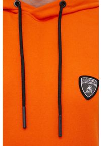 Lamborghini - LAMBORGHINI Bluza męska kolor pomarańczowy z kapturem z aplikacją. Okazja: na co dzień. Typ kołnierza: kaptur. Kolor: pomarańczowy. Materiał: dzianina. Wzór: aplikacja. Styl: casual #2