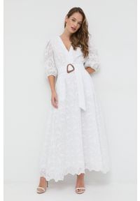 IVY & OAK - Ivy Oak sukienka Marie kolor biały maxi rozkloszowana. Kolor: biały. Materiał: bawełna, poliester. Typ sukienki: rozkloszowane. Długość: maxi #1
