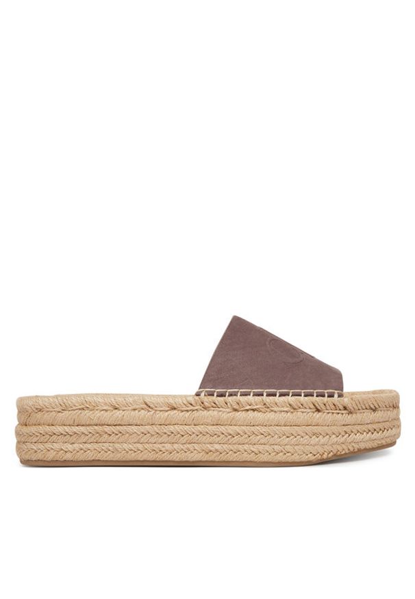 Calvin Klein Espadryle Flatf Espa Mule Nub Mg HW0HW02890 Brązowy. Kolor: brązowy. Materiał: skóra, nubuk