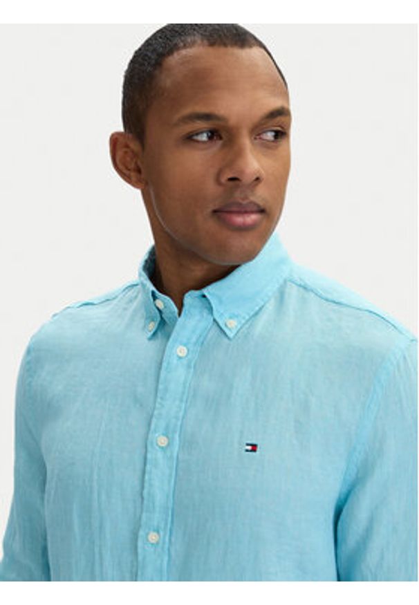TOMMY HILFIGER - Tommy Hilfiger Koszula MW0MW41530 Niebieski Regular Fit. Kolor: niebieski. Materiał: len