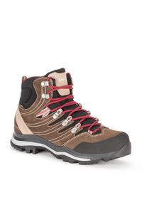 Buty sportowe trekkingowe damskie Aku Alterra Gore-tex skóra wysokie. Kolor: wielokolorowy, czarny, brązowy. Materiał: skóra. Styl: sportowy