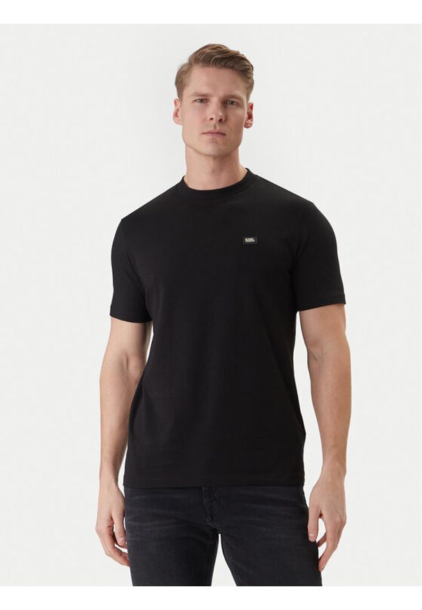 Karl Lagerfeld - KARL LAGERFELD T-Shirt 755052 562235 Czarny Regular Fit. Typ kołnierza: dekolt w karo. Kolor: czarny. Materiał: bawełna