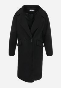 Born2be - Czarny Płaszcz Dwurzędowy Długi Swane. Kolor: czarny. Długość: długie. Styl: elegancki