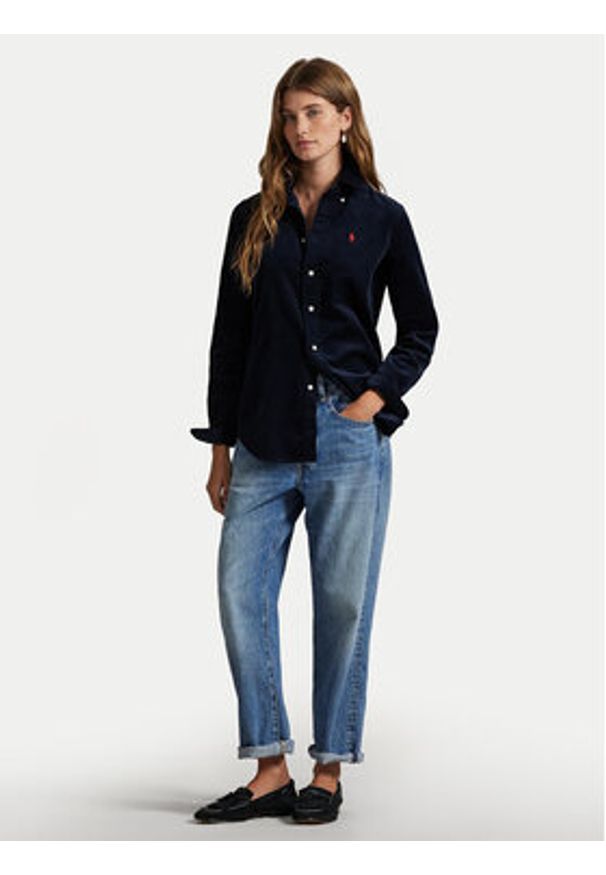 Polo Ralph Lauren Koszula 211971526003 Granatowy Slim Fit. Typ kołnierza: polo. Kolor: niebieski. Materiał: bawełna, sztruks