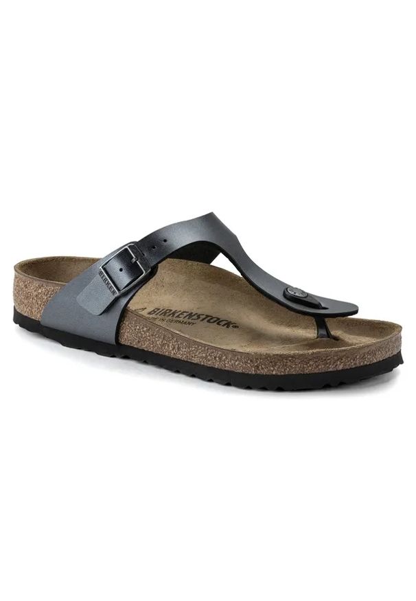 Japonki damskie Birkenstock Gizeh BF. Okazja: na co dzień. Kolor: szary. Materiał: materiał, skóra. Sezon: lato. Styl: klasyczny, elegancki, casual