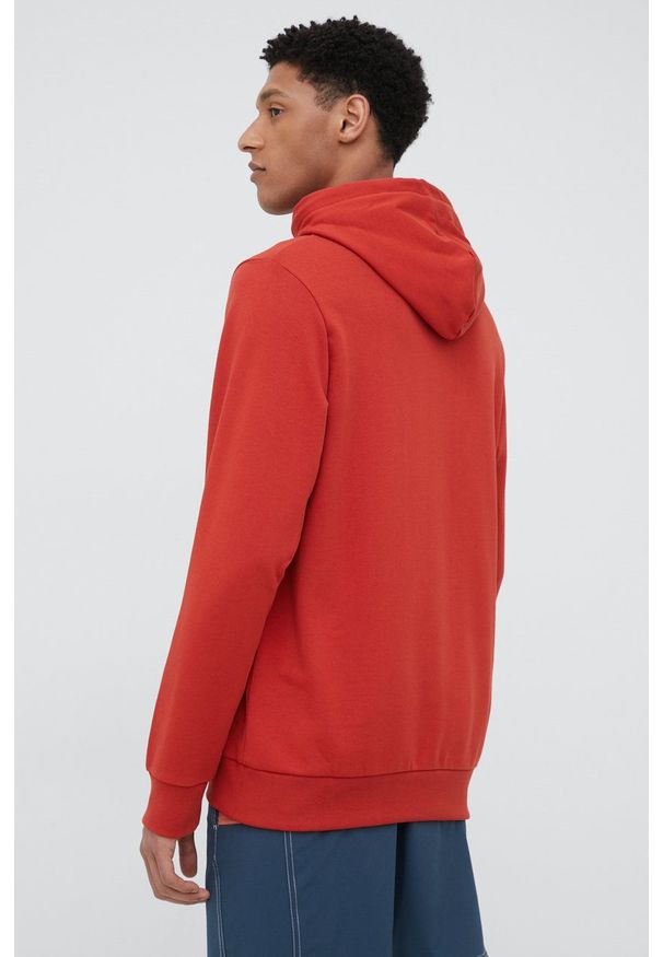 Jack Wolfskin bluza bawełniana męska kolor pomarańczowy z kapturem gładka. Typ kołnierza: kaptur. Kolor: pomarańczowy. Materiał: bawełna. Wzór: gładki