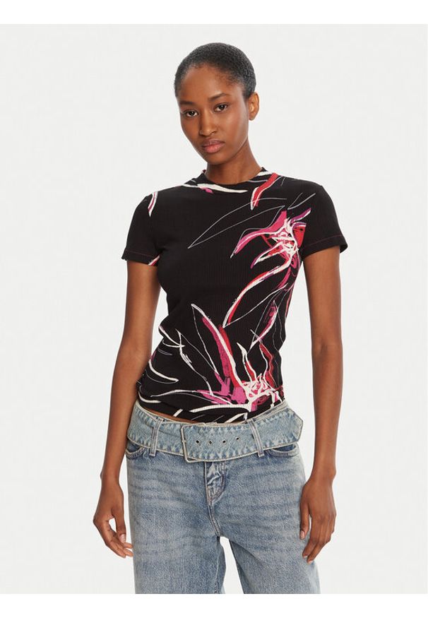 Desigual T-Shirt Lala 25WWTK16 Czarny Regular Fit. Kolor: czarny. Materiał: wiskoza