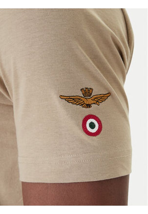 Aeronautica Militare T-Shirt 261TS2536UJ00641 Beżowy Regular Fit. Kolor: beżowy. Materiał: bawełna