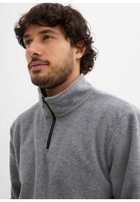 bonprix - Bluza z polaru ze stójką. Typ kołnierza: kołnierzyk stójkowy. Kolor: szary. Materiał: polar. Wzór: aplikacja #3