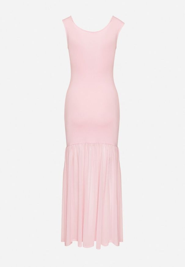 Born2be - Różowa Koktajlowa Sukienka z Wiskozą Ozdobiona Marszczeniem Galapina. Okazja: na imprezę. Kolor: różowy. Materiał: wiskoza. Wzór: aplikacja. Styl: wizytowy