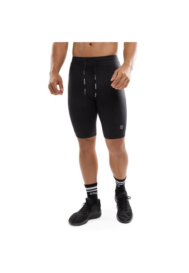 SIROKO - Męskie treningowe legginsy kolarki Fitness Siroko Press. Kolor: czarny. Materiał: materiał. Długość: krótkie. Sezon: lato. Sport: fitness