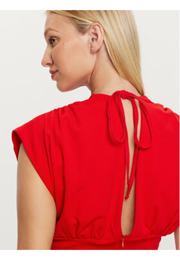 Haveone Sukienka wieczorowa AVS-M085 Czerwony Regular Fit. Kolor: czerwony. Materiał: syntetyk. Styl: wizytowy