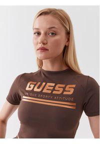 Guess T-Shirt Aggie V3YP00 MC04N Brązowy Slim Fit. Kolor: brązowy. Materiał: syntetyk #4