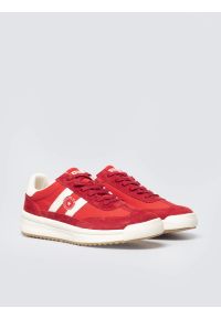 Big-Star - Sneakersy damskie ze skórzanymi wstawkami czerwone TT274158 603. Nosek buta: okrągły. Zapięcie: sznurówki. Kolor: czerwony. Materiał: skóra. Wzór: aplikacja #3