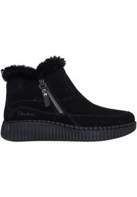 skechers - Buty Skechers Wilshire Blvd - Fresh Zip, Kobiety. Kolor: czarny. Materiał: materiał, zamsz. Sport: fitness