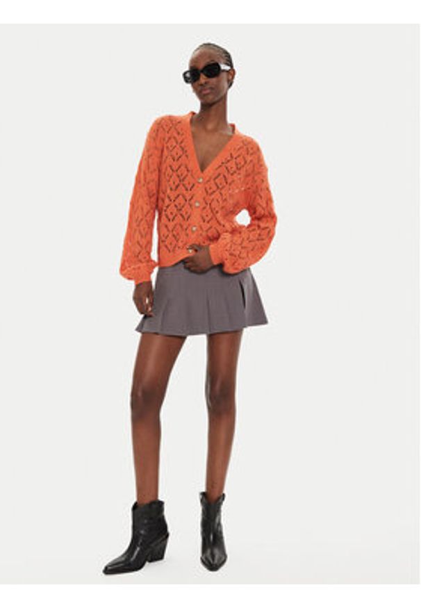 Pepe Jeans Kardigan Hailey PL702218 Pomarańczowy Regular Fit. Kolor: pomarańczowy. Materiał: syntetyk