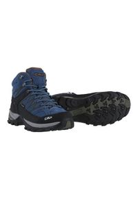 Buty trekkingowe męskie CMP Rigel Mid Trekking Wp. Kolor: niebieski, wielokolorowy. Materiał: zamsz, materiał. Szerokość cholewki: normalna. Sport: turystyka piesza