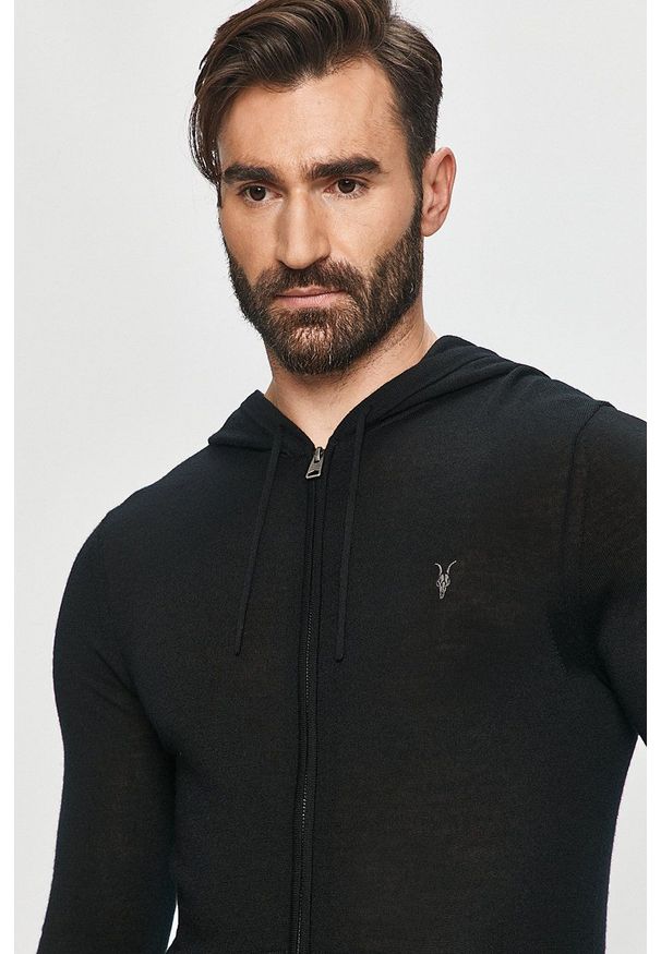 AllSaints - Bluza Mode Merino Zip Hood. Okazja: na co dzień. Typ kołnierza: kaptur. Kolor: czarny. Styl: casual