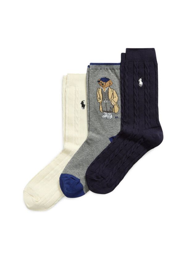 Polo Ralph Lauren Zestaw 3 par wysokich skarpet damskich 455982948001 Kolorowy. Materiał: materiał, bawełna. Wzór: kolorowy