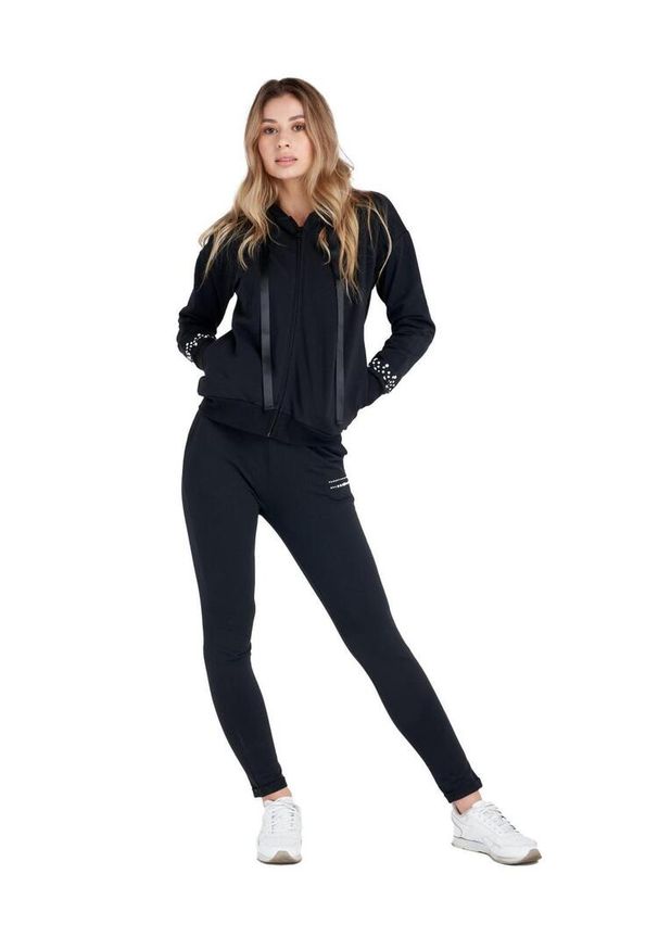 LEONE 1947 APPAREL - Luksusowy damski dres z kapturem i zamkiem błyskawicznym. Kolor: czarny. Materiał: dresówka. Sport: fitness