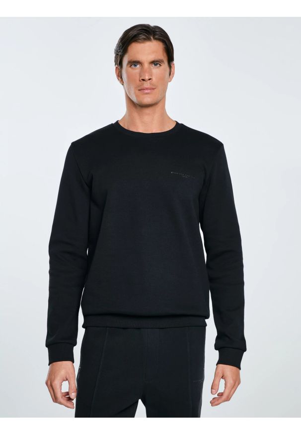 Big-Star - Bluza męska ze splotem pique czarna Wiler 906. Okazja: na co dzień. Kolor: czarny. Materiał: jeans, materiał, dzianina. Wzór: ze splotem. Styl: klasyczny, casual