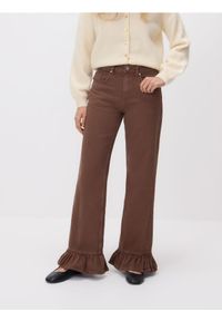 Reserved - Jeansy wide leg z falbankami - dark grey jeans