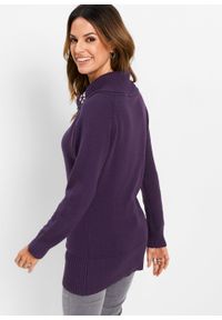 Długi sweter bonprix ciemny lila. Typ kołnierza: golf. Kolor: fioletowy. Długość: długie #4