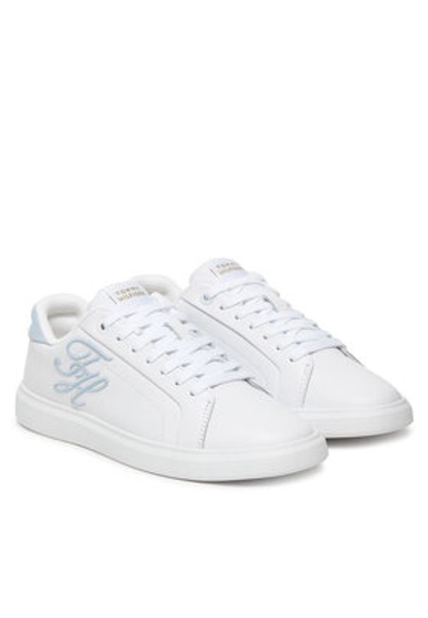 TOMMY HILFIGER - Tommy Hilfiger Sneakersy Th Icon Court Script FW0FW09363 Biały. Kolor: biały. Materiał: skóra