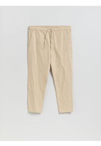 Reserved - Spodnie jogger z lnem - beżowy. Kolor: beżowy. Materiał: len
