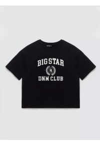 Big-Star - Koszulka dziewczęca z nadrukiem czarna Minka 906. Okazja: na co dzień, na uczelnię. Kolor: czarny. Materiał: dzianina, bawełna, jeans. Długość: krótkie. Wzór: nadruk. Styl: sportowy, casual, młodzieżowy #5