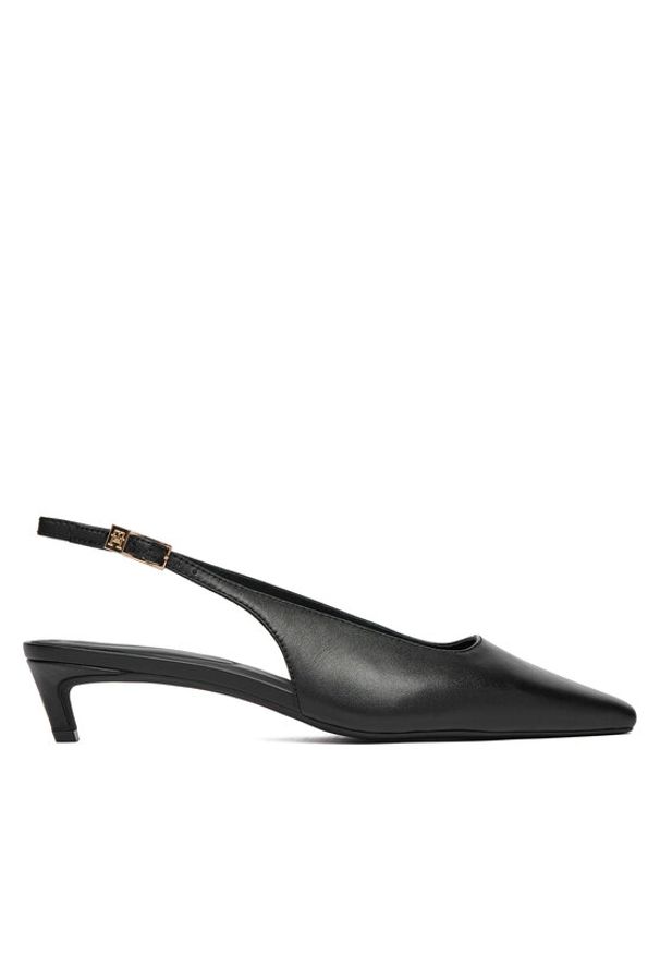 TOMMY HILFIGER - Tommy Hilfiger Czółenka Th Buckle Slingback Low Pump FW0FW09009 Czarny. Kolor: czarny. Materiał: skóra