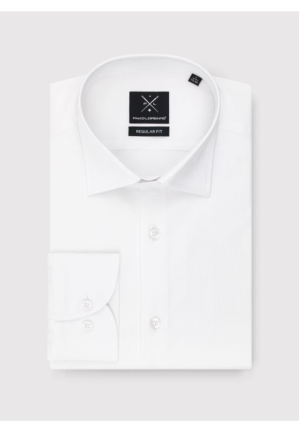 Pako Lorente - PAKO LORENTE – Biała koszula męska. Kolor: biały. Materiał: bawełna, elastan. Długość rękawa: długi rękaw. Długość: długie