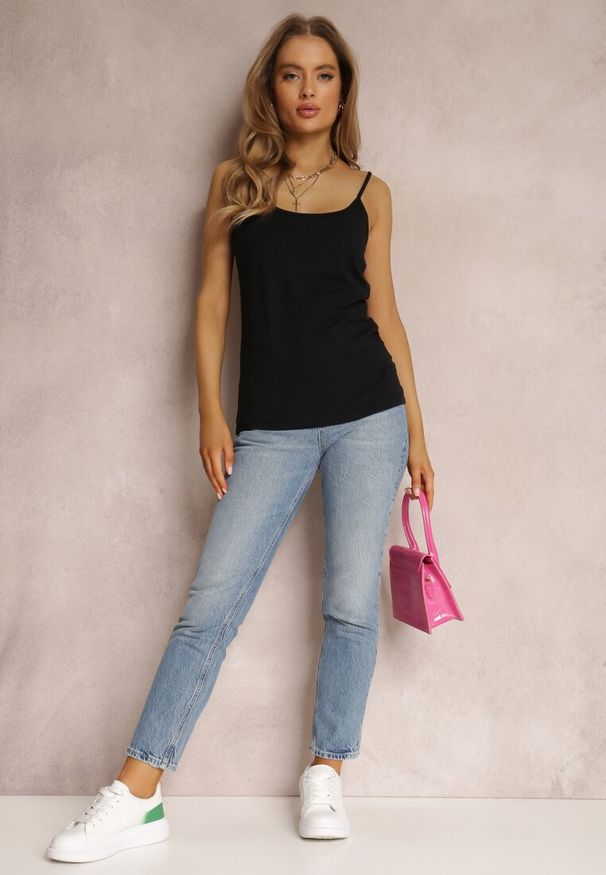 Renee - Czarny Top Bawełniany Prisiche. Kolor: czarny. Materiał: bawełna. Długość rękawa: na ramiączkach