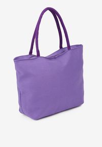 Born2be - Ciemnofioletowa Letnia Torebka Duża w Stylu Shopperki z Haftowanym Napisem Boznana. Kolor: fioletowy. Wzór: napisy, haft. Sezon: lato. Dodatki: z haftem #3