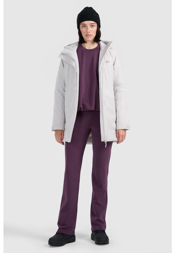 4f - 4F Parka zimowa membrana 8000 damska - szara XS. Okazja: na co dzień. Kolor: szary. Materiał: poliester, materiał. Długość: do kolan. Sezon: zima. Styl: casual