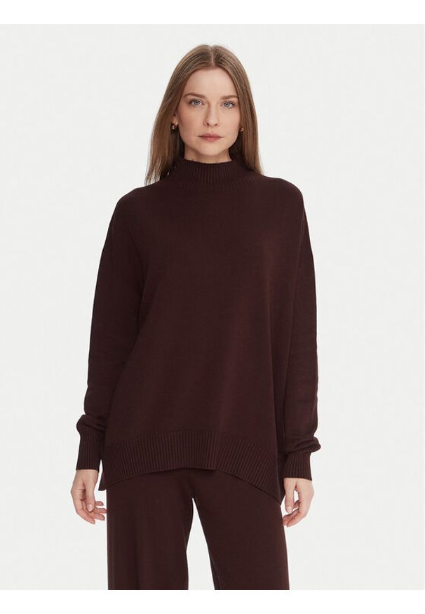 Kontatto Sweter 3M0822C Brązowy Relaxed Fit. Kolor: brązowy. Materiał: syntetyk