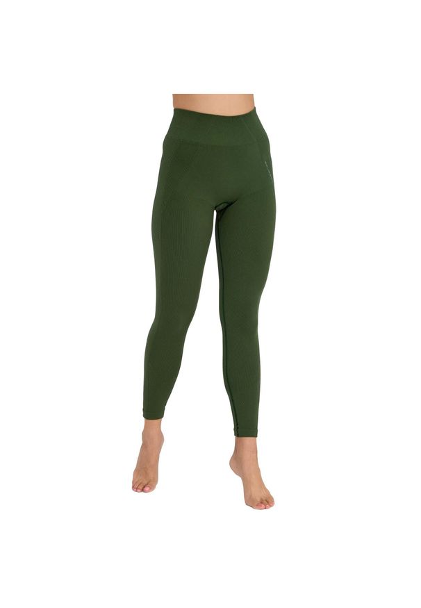 Legginsy damskie z wysokim stanem Brubeck CASUAL. Stan: podwyższony. Kolor: zielony. Materiał: poliamid, poliester, elastan. Sport: turystyka piesza