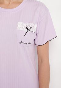 Born2be - Fioletowy Komplet Piżamowy T-shirt i Spodnie Milarunea. Kolekcja: plus size. Kolor: fioletowy