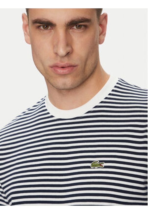 Lacoste T-Shirt TH9749 Granatowy Regular Fit. Kolor: niebieski. Materiał: bawełna