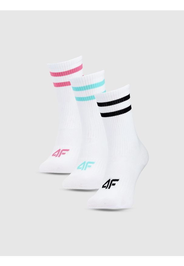4f - 4F Skarpetki casual za kostkę (3-pack) dziewczęce - multikolor 38-40. Kolor: wielokolorowy. Materiał: włókno, materiał, poliamid, bawełna